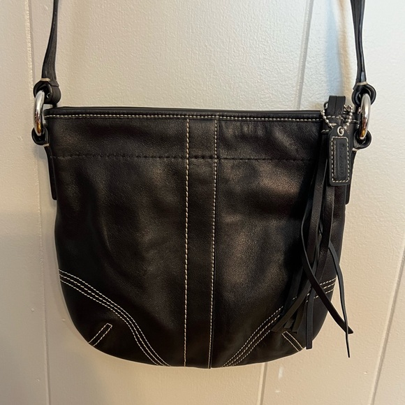 Coach Handbags - Coach black‎ contrast stitch swingpack crossbody excellent condition